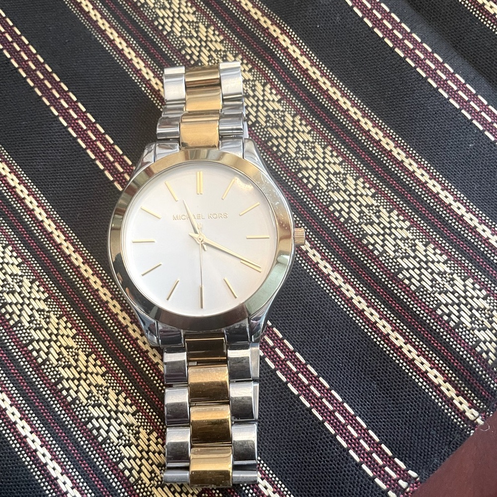 Michael Kors gold and silver Slim Runway watch